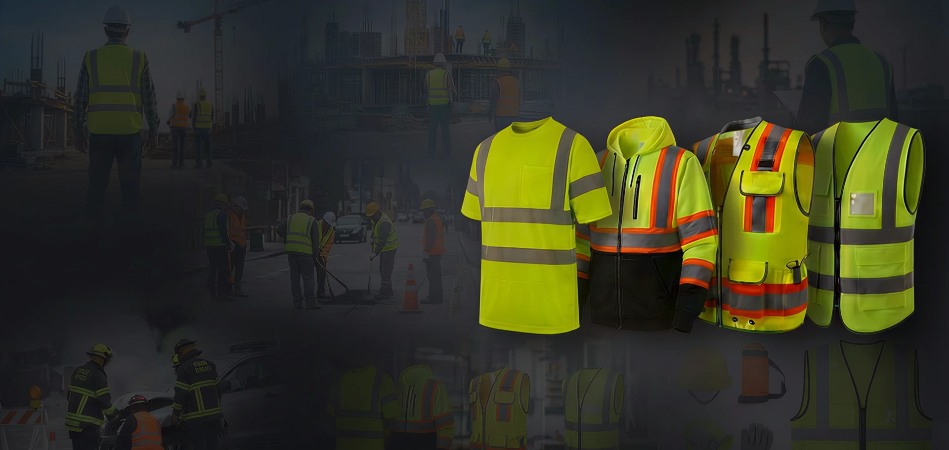 Reflective safety vests & jackets for construction, traffic, sanitation scenarios